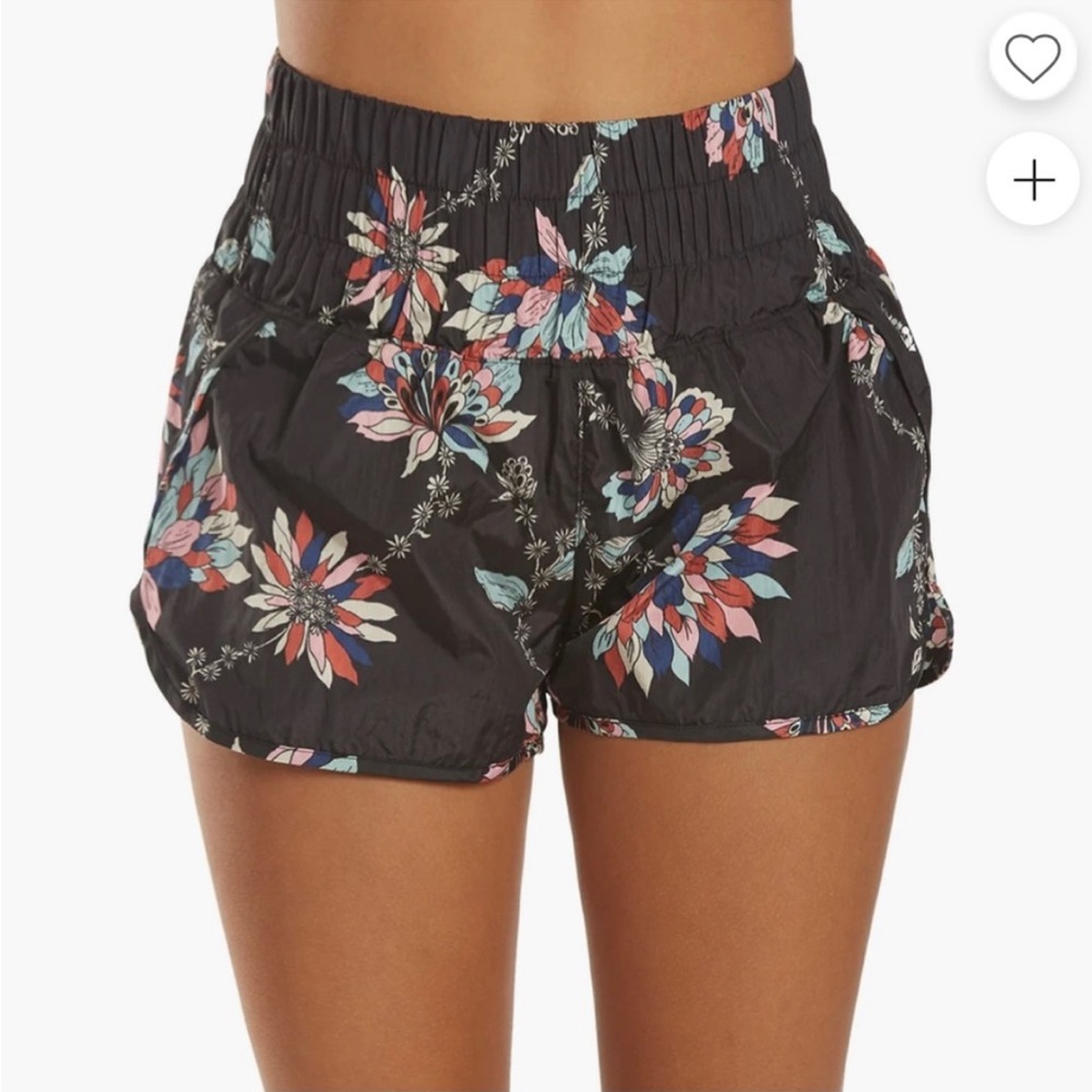Free People Movement black floral shorts